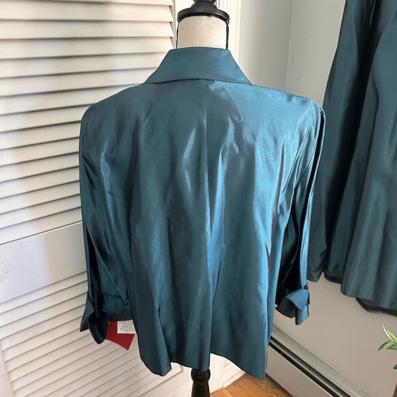 JS COLLECTION Womens Skirt Set 24 Teal Blue Metallic Wedding Mother Bride Formal - Picture 5 of 16